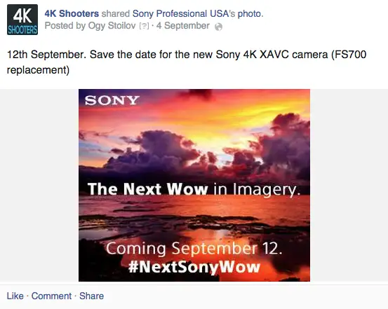 Sony New 4K XAVC camera 4k shooters