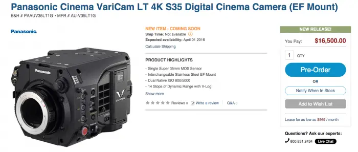 Varicam LT body only 