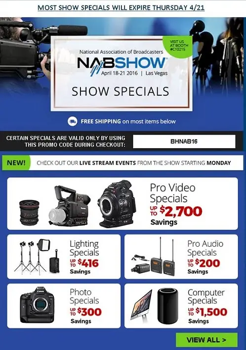 B&H NAB 2016 Show Specials