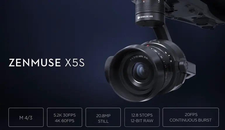 DJI X5S Inspire 2 5K Raw camera
