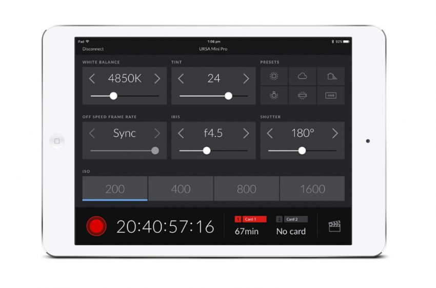 Blackmagic URSA Mini Pro remote control bluetooth