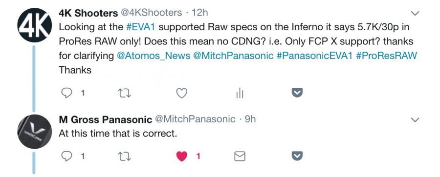 Panasonic EVA1 5.7K Atomos ProRes RAW