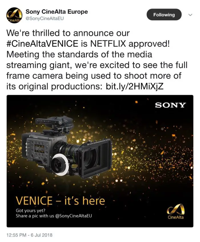 Sony VENICE Netflix Approved