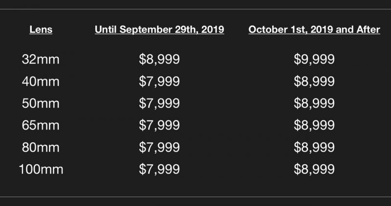 Orion Anamorphic Lenses New Pricing October 1st 2019