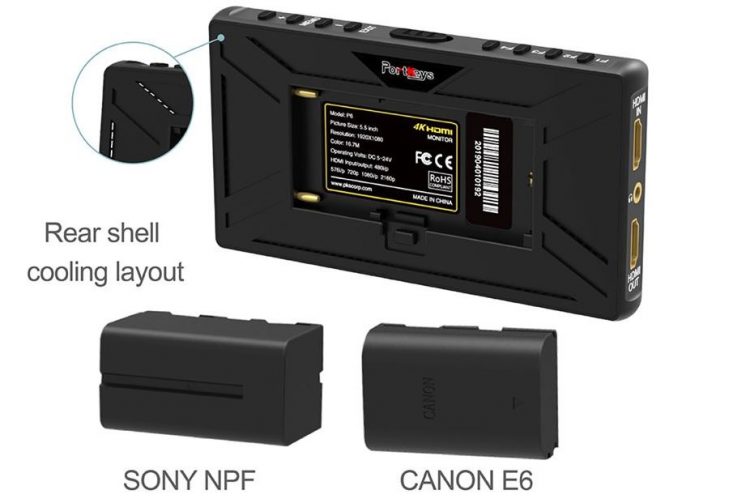 Portkeys P6 HDMI Monitor battery