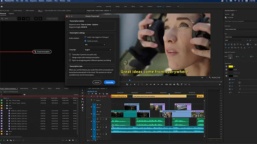 Adobe Premiere Pro Speech-to-Text