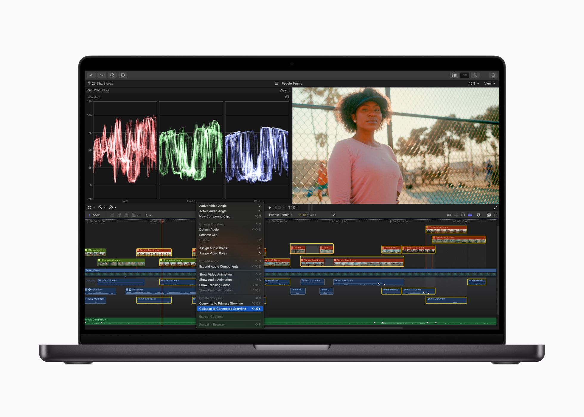 Apple Final Cut Pro Collapse to Connected Storyline